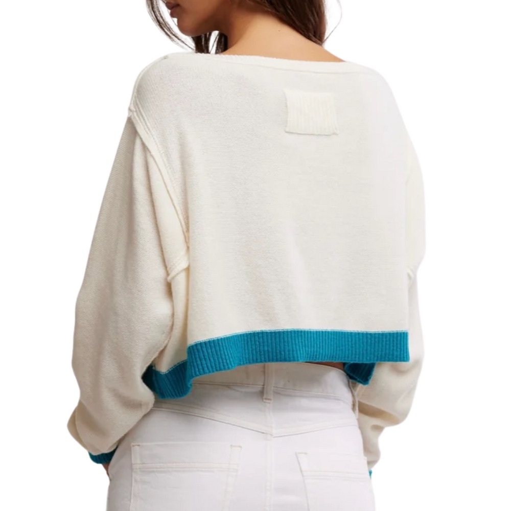 WE THE FREE INTO THE BLUE PULLOVER IN TROPICAL BLUE COMBO $129 nwt - Picture 5 of 6
